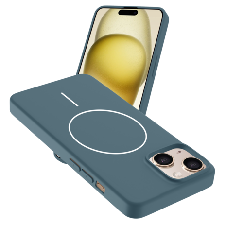 Coverzs Coverzs iPhone 14 MagSafe siliconen  hoesje (donkerblauw)