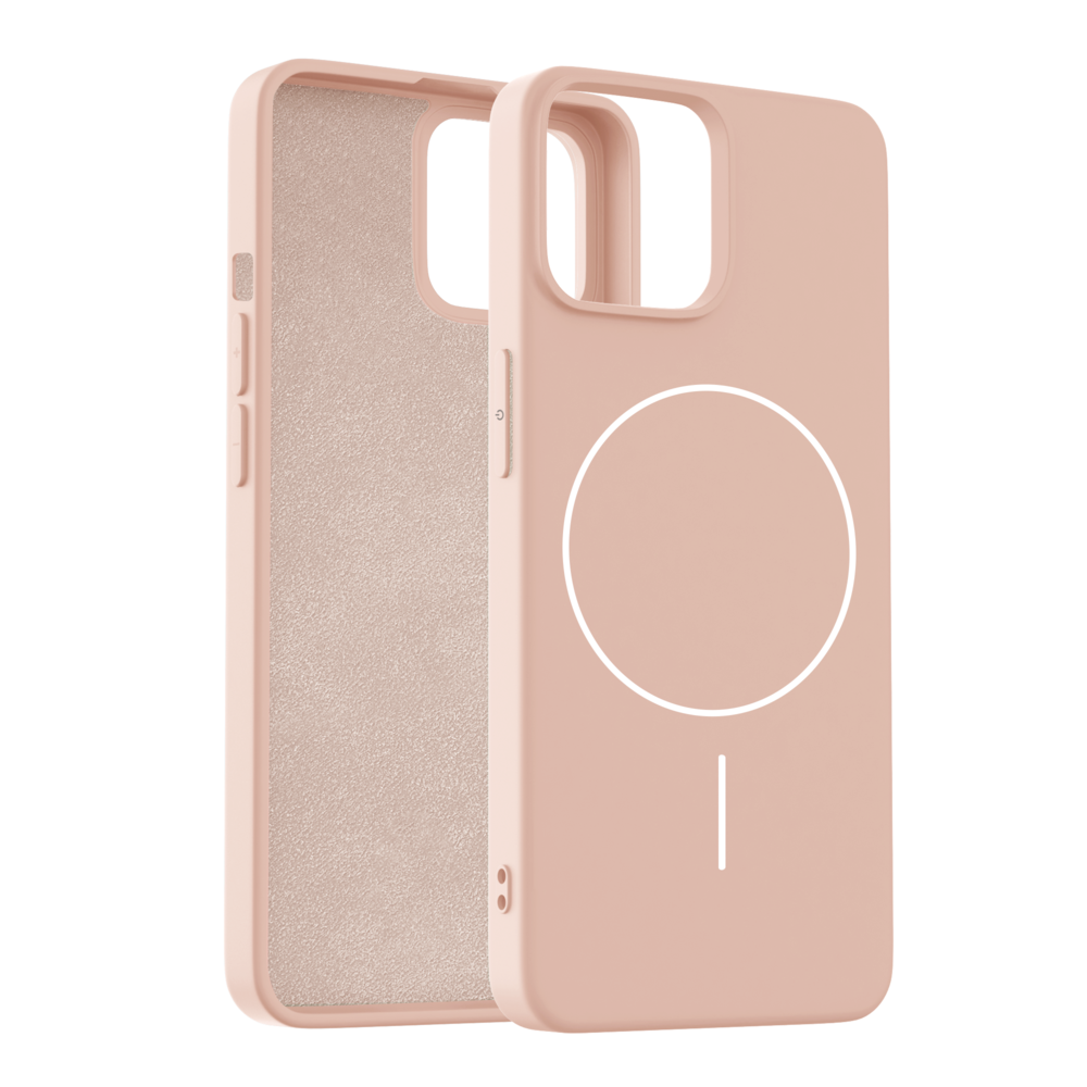 Coverzs Coverzs iPhone 15 MagSafe siliconen  hoesje (lichtroze)