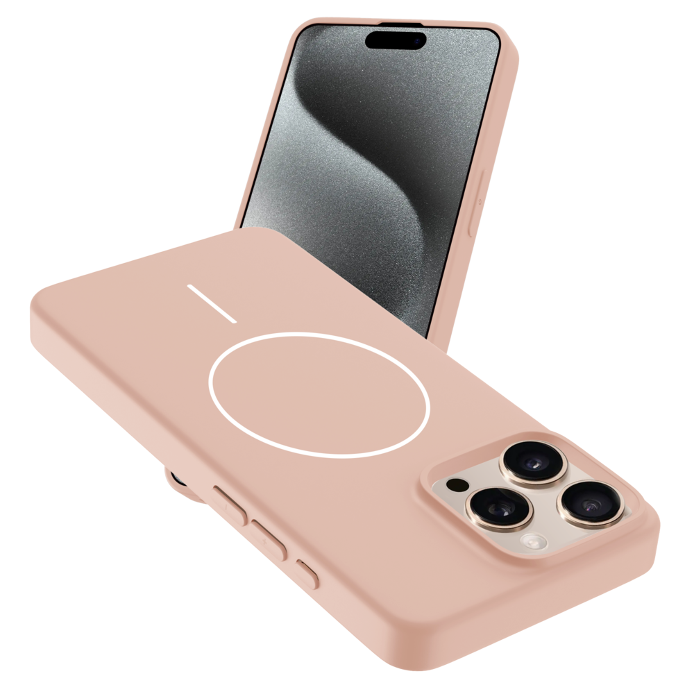 Coverzs Coverzs iPhone 14 Pro Max MagSafe siliconen  hoesje (lichtroze)