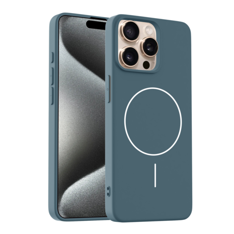 Coverzs Coverzs iPhone 13 Pro Max MagSafe siliconen  hoesje (donkerblauw)