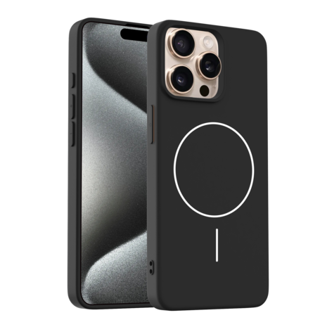 Coverzs Coverzs iPhone 15 Pro MagSafe siliconen  hoesje (zwart)