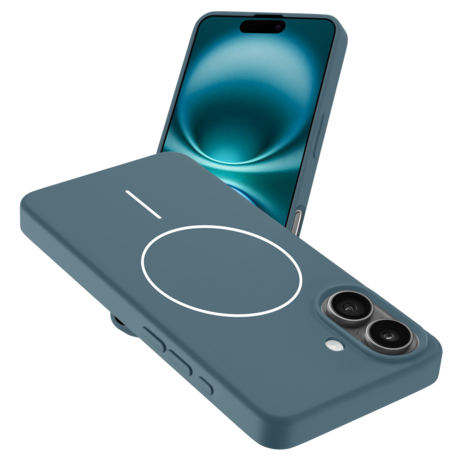 Coverzs Coverzs iPhone 16 MagSafe siliconen  hoesje (donkerblauw)