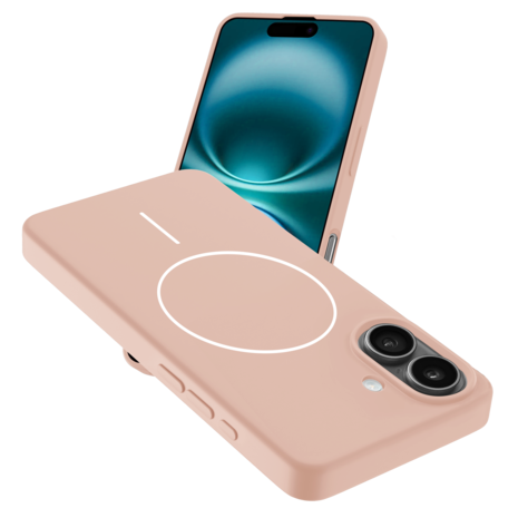 Coverzs Coverzs iPhone 16 Plus MagSafe siliconen  hoesje (lichtroze)