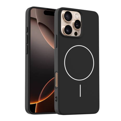 Coverzs Coverzs iPhone 16 Pro Max MagSafe siliconen  hoesje (zwart)