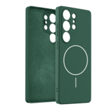 Coverzs Samsung Galaxy S24 Ultra magSafe siliconen 'slim' hoesje (donkergroen)