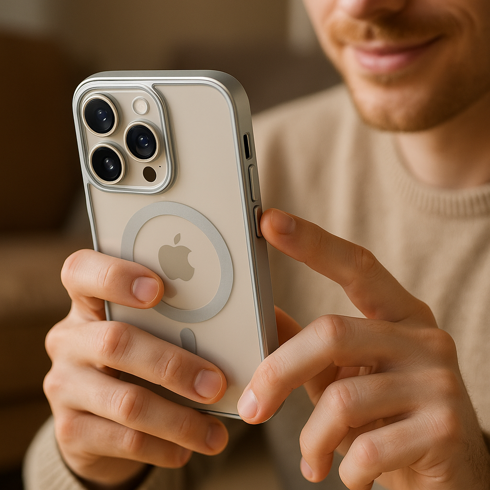 Coverzs Coverzs iPhone 15 clear MagSafe hardcase (zilver) Coverzs Coverzs iPhone 15 clear MagSafe hardcase (zilver)