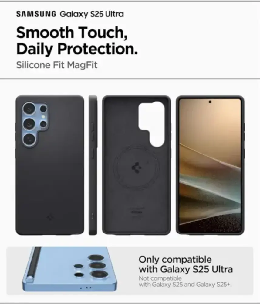 Spigen Spigen Samsung Galaxy S25 Ultra silicone Fit MagFit hoesje (zwart)