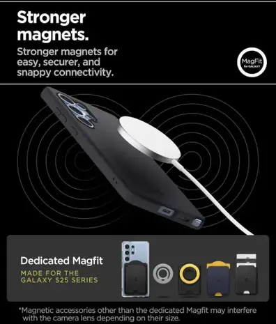 Spigen Spigen Samsung Galaxy S25 Ultra silicone Fit MagFit hoesje (zwart)