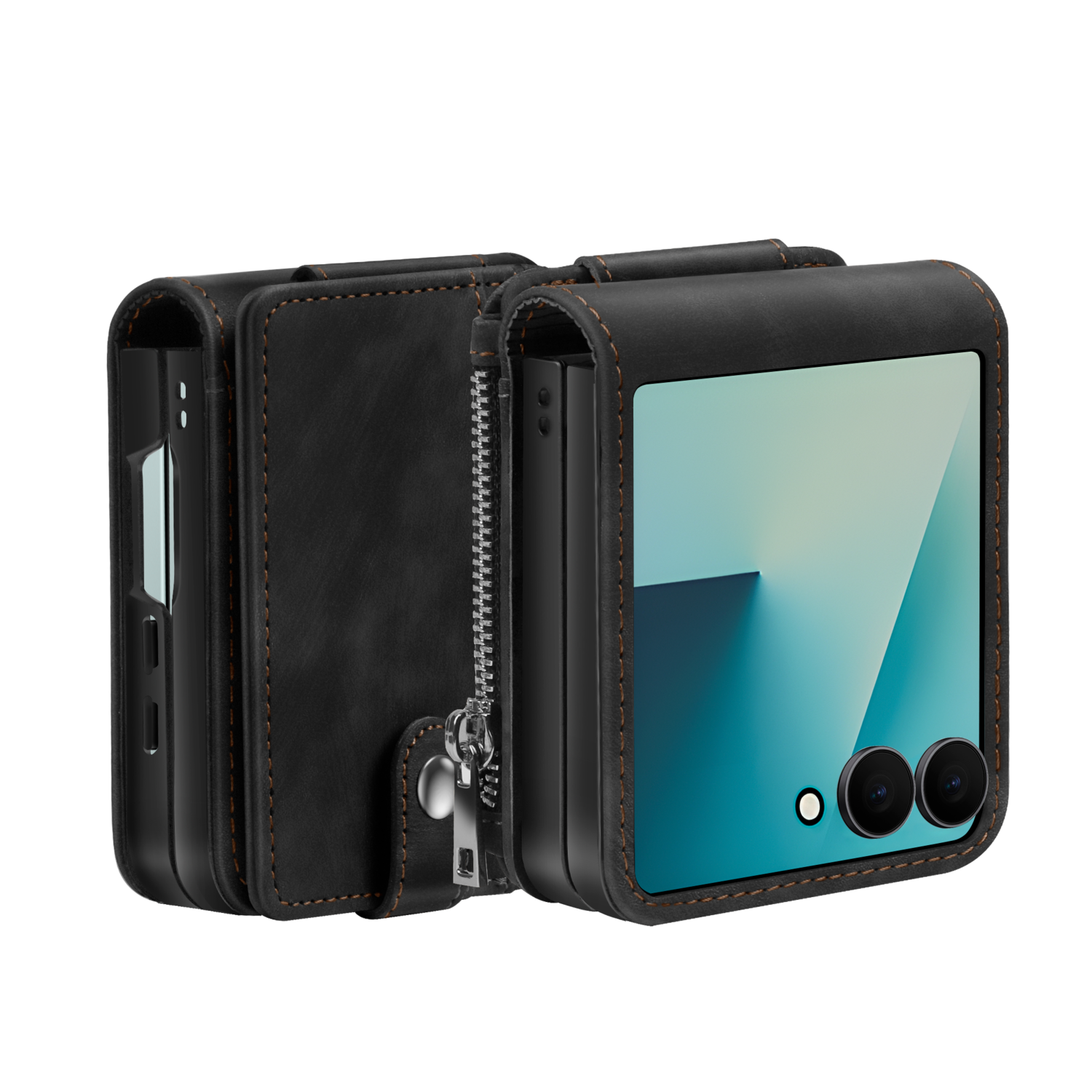Samsung Galaxy Z Flip 7 leren hoesje met afneembare portemonnee