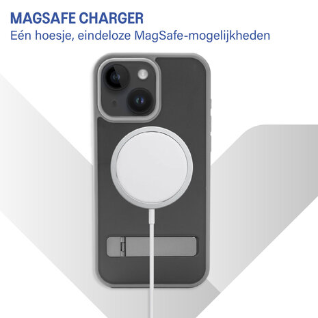 Coverzs Coverzs iPhone 14 matte MagSafe case met standaard (grijs) Coverzs Coverzs iPhone 14 matte MagSafe case met standaard (grijs)