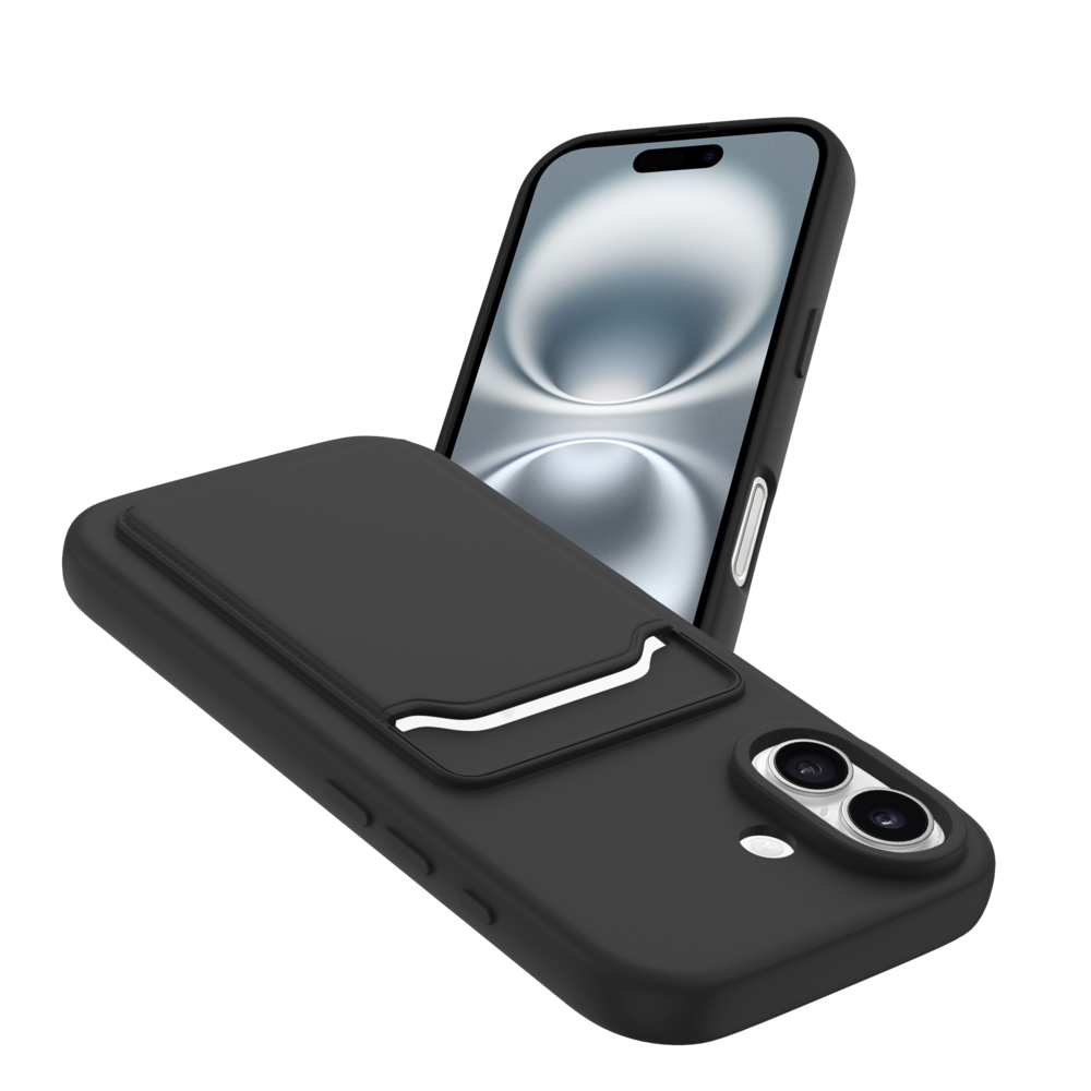 ShieldCase® ShieldCase iPhone 17 siliconen hoesje met pasjeshouder (zwart)