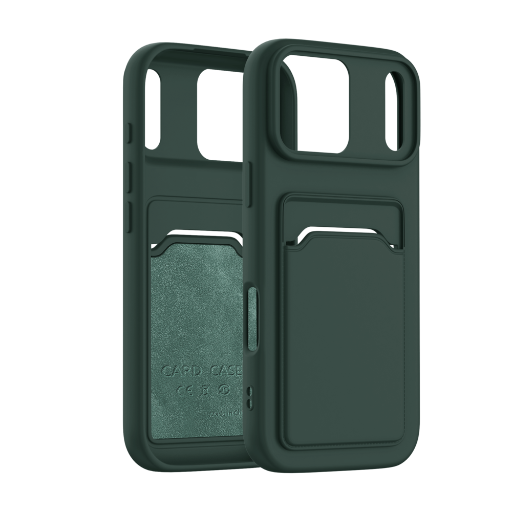 ShieldCase® ShieldCase iPhone 17 Pro siliconen hoesje met pasjeshouder (donkergroen)
