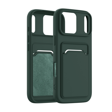 ShieldCase® ShieldCase iPhone 17 Pro siliconen hoesje met pasjeshouder (donkergroen)