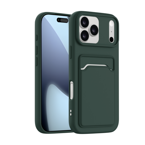 ShieldCase® ShieldCase iPhone 17 Pro siliconen hoesje met pasjeshouder (donkergroen)