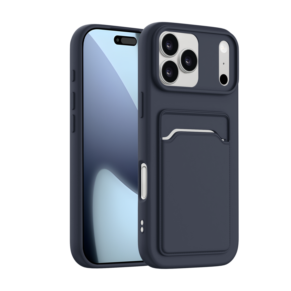 ShieldCase® ShieldCase iPhone 17 Pro siliconen hoesje met pasjeshouder (donkerblauw)
