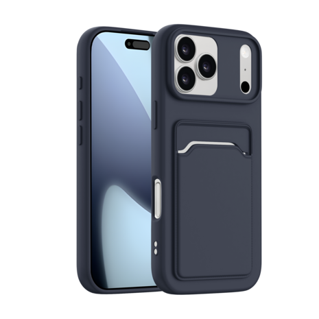 ShieldCase® ShieldCase iPhone 17 Pro siliconen hoesje met pasjeshouder (donkerblauw)