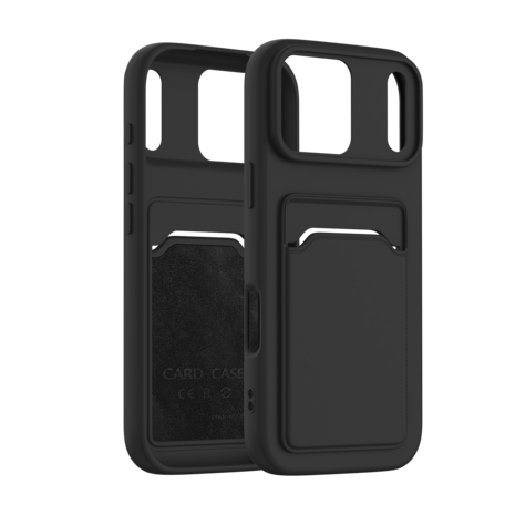 ShieldCase® ShieldCase iPhone 17 Pro Max siliconen hoesje met pasjeshouder (zwart)