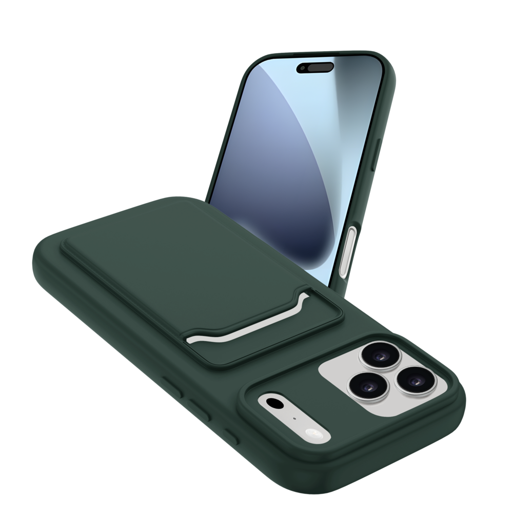 ShieldCase® ShieldCase iPhone 17 Pro Max siliconen hoesje met pasjeshouder (donkergroen)