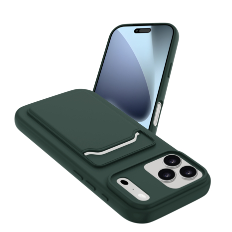 ShieldCase® ShieldCase iPhone 17 Pro Max siliconen hoesje met pasjeshouder (donkergroen)