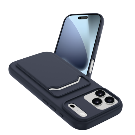 ShieldCase® ShieldCase iPhone 17 Pro Max siliconen hoesje met pasjeshouder (donkerblauw)