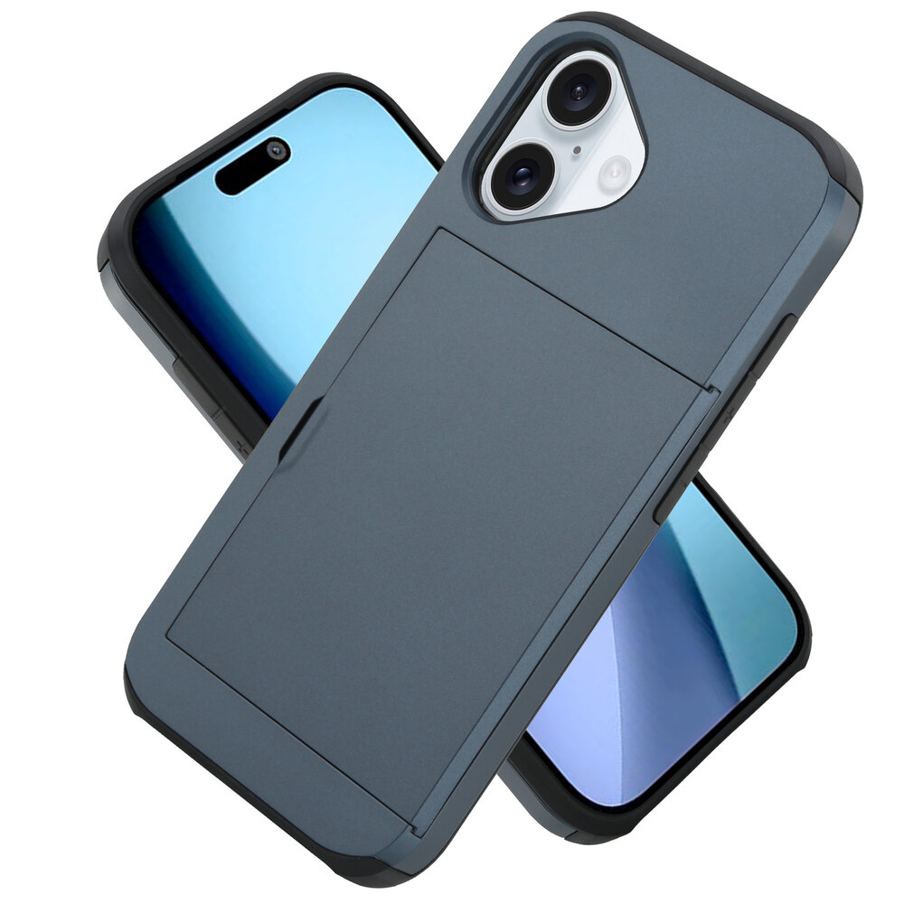 ShieldCase® ShieldCase iPhone 17 Kaarthouder case met slider (donkerblauw) ShieldCase® ShieldCase iPhone 17 Kaarthouder case met slider (donkerblauw)