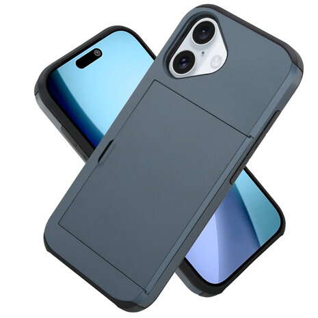 ShieldCase® ShieldCase iPhone 17 Kaarthouder case met slider (donkerblauw) ShieldCase® ShieldCase iPhone 17 Kaarthouder case met slider (donkerblauw)