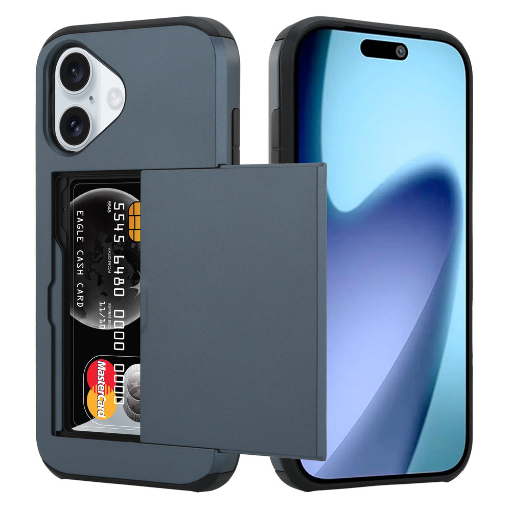 ShieldCase® ShieldCase iPhone 17 Kaarthouder case met slider (donkerblauw) ShieldCase® ShieldCase iPhone 17 Kaarthouder case met slider (donkerblauw)