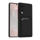 ShieldCase® Samsung Galaxy S25 Edge siliconen hoesje met pasjeshouder (zwart)