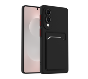 ShieldCase® Samsung Galaxy S25 Edge siliconen hoesje met pasjeshouder (zwart)