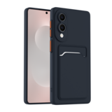 ShieldCase® Samsung Galaxy S25 Edge siliconen hoesje met pasjeshouder (donkerblauw)