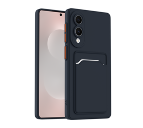 ShieldCase® Samsung Galaxy S25 Edge siliconen hoesje met pasjeshouder (donkerblauw)