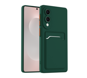 ShieldCase® Samsung Galaxy S25 Edge siliconen hoesje met pasjeshouder (donkergroen)