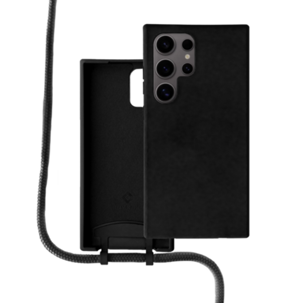 Coverzs Coverzs Samsung Galaxy S24 Ultra siliconen hoesje met koord (zwart)