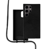 Coverzs Samsung Galaxy S24 Ultra siliconen hoesje met koord (zwart)