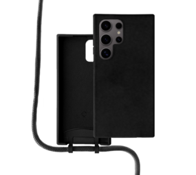 Coverzs Samsung Galaxy S24 Ultra siliconen hoesje met koord (zwart)