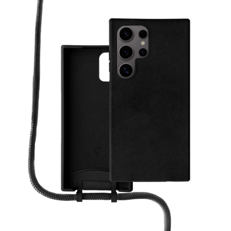 Coverzs Coverzs Samsung Galaxy S24 Ultra siliconen hoesje met koord (zwart)