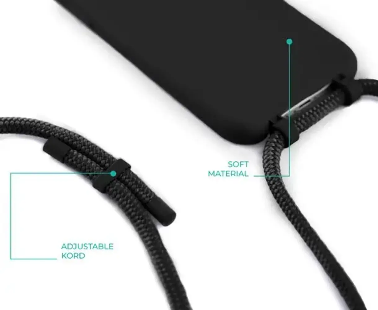 Coverzs Coverzs Samsung Galaxy S24 Ultra siliconen hoesje met koord (zwart)