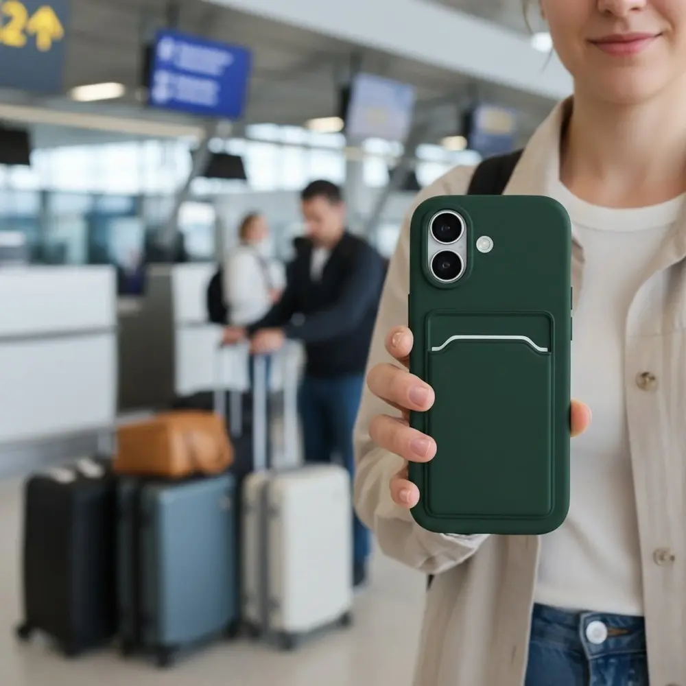 ShieldCase® ShieldCase iPhone 17 siliconen hoesje met pasjeshouder (donkergroen)