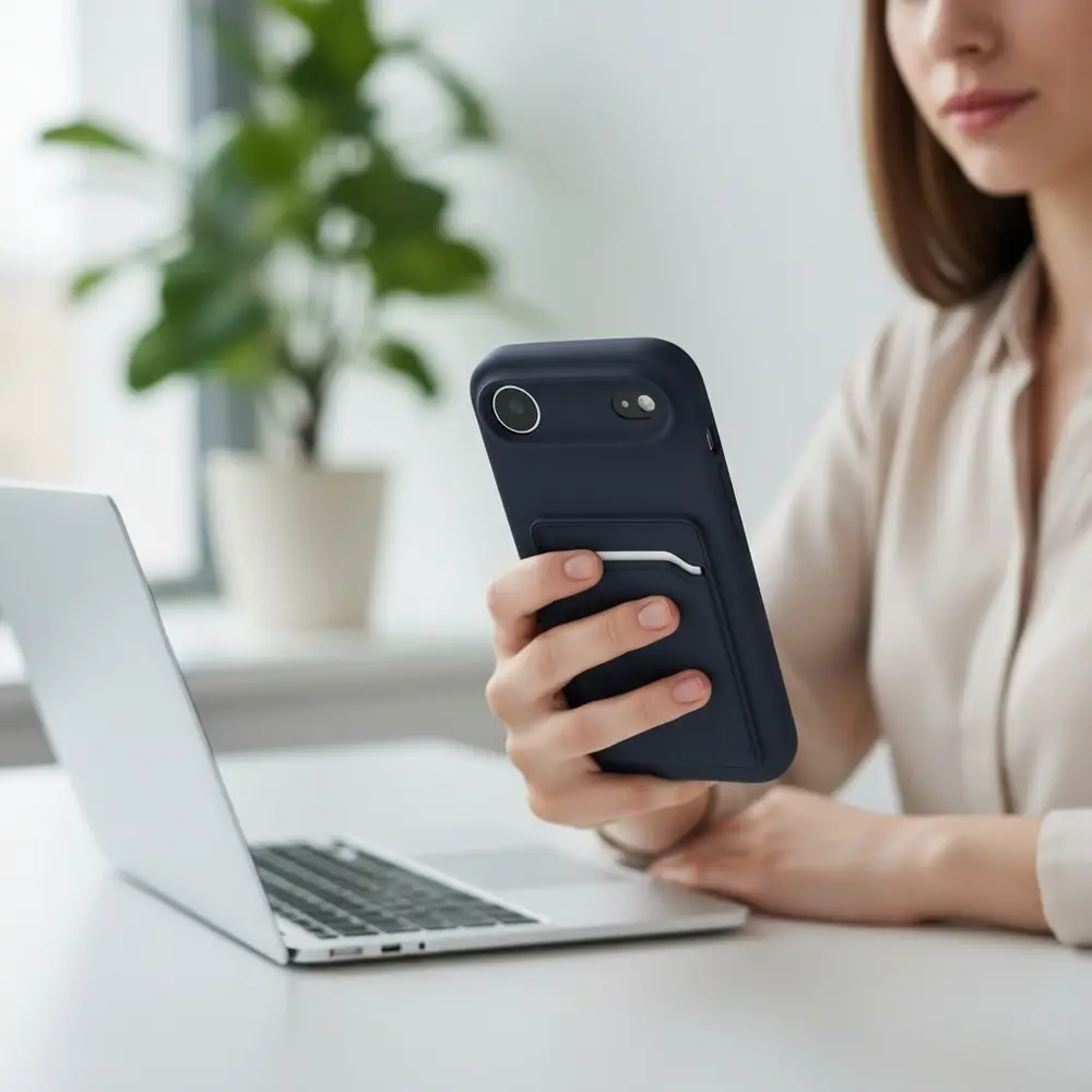 ShieldCase® ShieldCase iPhone Air siliconen hoesje met pasjeshouder (donkerblauw)