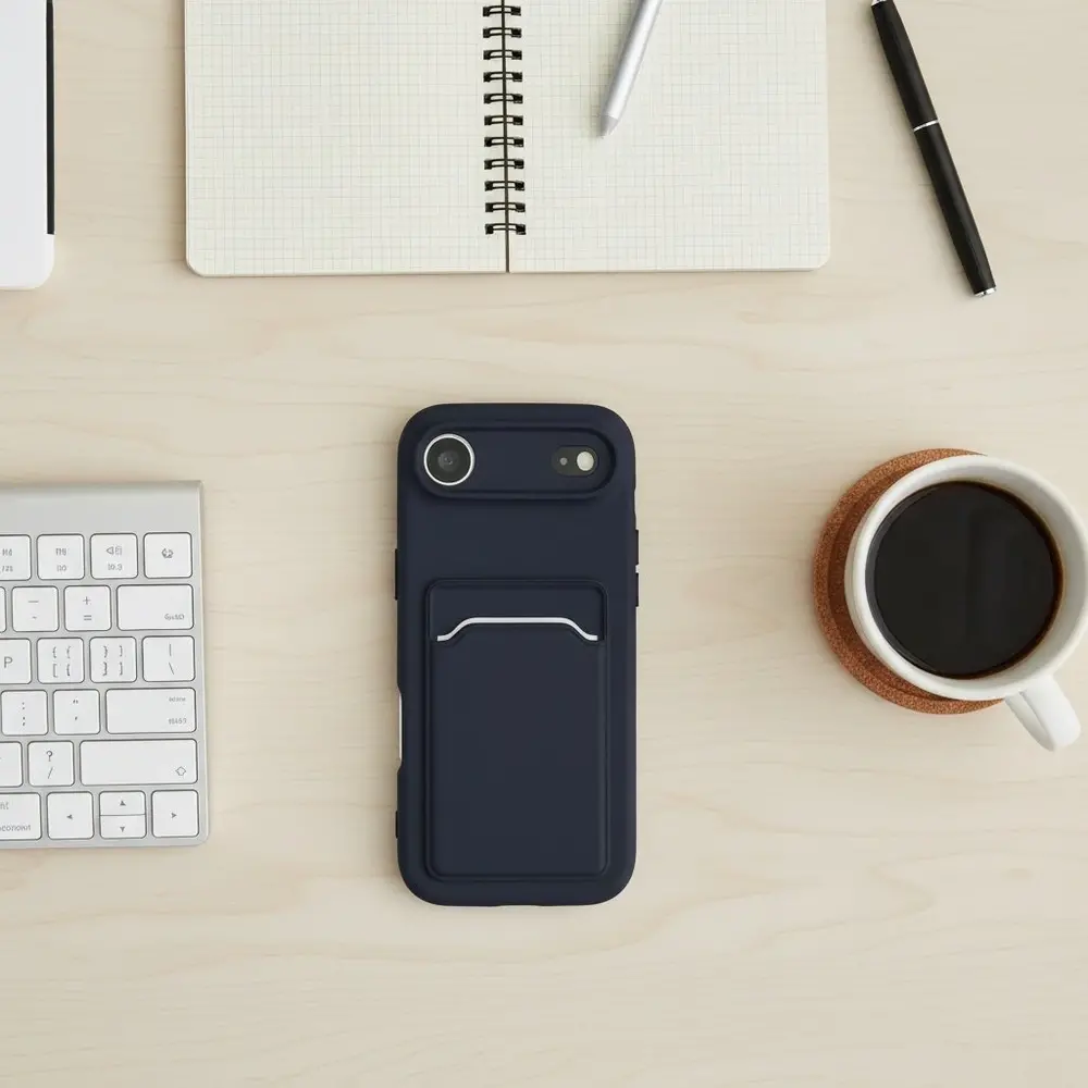 ShieldCase® ShieldCase iPhone Air siliconen hoesje met pasjeshouder (donkerblauw)