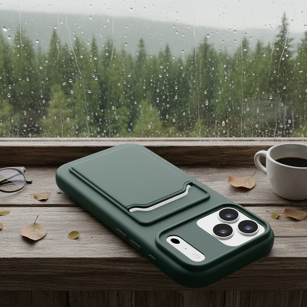 ShieldCase® ShieldCase iPhone 17 Pro Max siliconen hoesje met pasjeshouder (donkergroen)