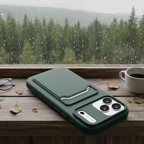 ShieldCase® ShieldCase iPhone 17 Pro Max siliconen hoesje met pasjeshouder (donkergroen)