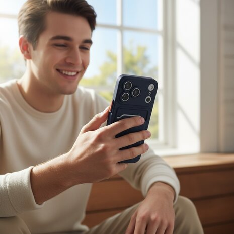 ShieldCase® ShieldCase iPhone 17 Pro Max Back cover met pasjeshouder (donkerblauw) ShieldCase® ShieldCase iPhone 17 Pro Max Back cover met pasjeshouder (donkerblauw)