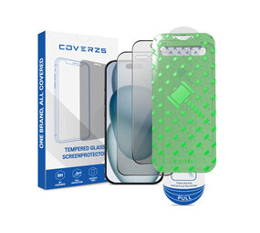 Coverzs iPhone 15 Plus Tempered Glass Privacy screenprotector met frame (2-Pack) Coverzs iPhone 15 Plus Tempered Glass Privacy screenprotector met frame (2-Pack)