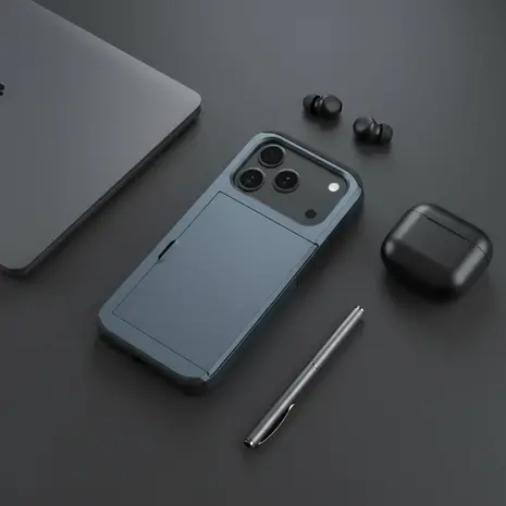 ShieldCase® ShieldCase iPhone 17 Pro Max Kaarthouder case met slider (donkerblauw) ShieldCase® ShieldCase iPhone 17 Pro Max Kaarthouder case met slider (donkerblauw)