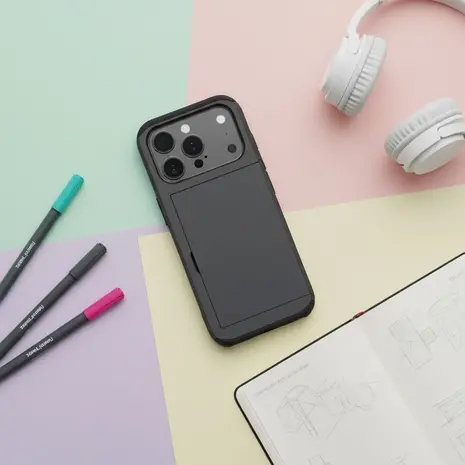 ShieldCase® ShieldCase iPhone 17 Pro Max Kaarthouder case met slider (zwart) ShieldCase® ShieldCase iPhone 17 Pro Max Kaarthouder case met slider (zwart)