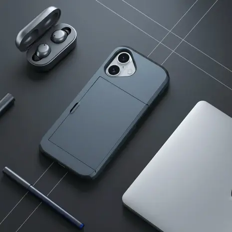 ShieldCase® ShieldCase iPhone 17 Kaarthouder case met slider (donkerblauw) ShieldCase® ShieldCase iPhone 17 Kaarthouder case met slider (donkerblauw)