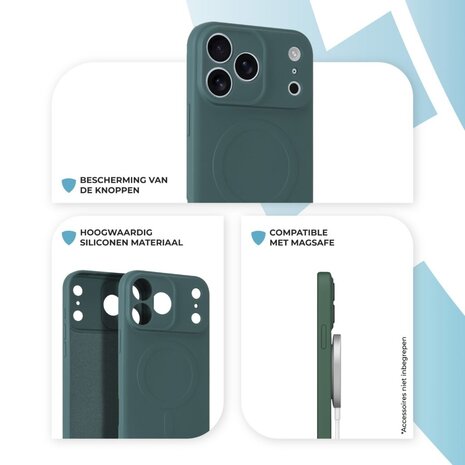 ShieldCase® ShieldCase iPhone 17 Pro Max Siliconen MagSafe back cover (donkergroen)