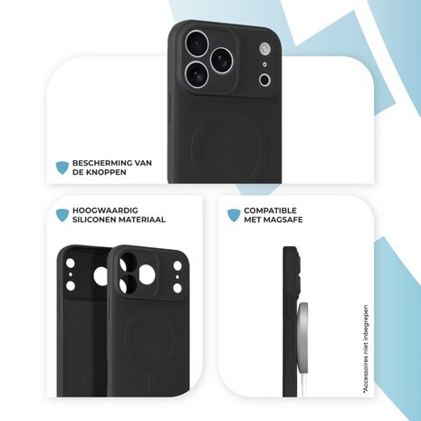 ShieldCase® ShieldCase iPhone 17 Pro Max Siliconen MagSafe back cover (zwart)
