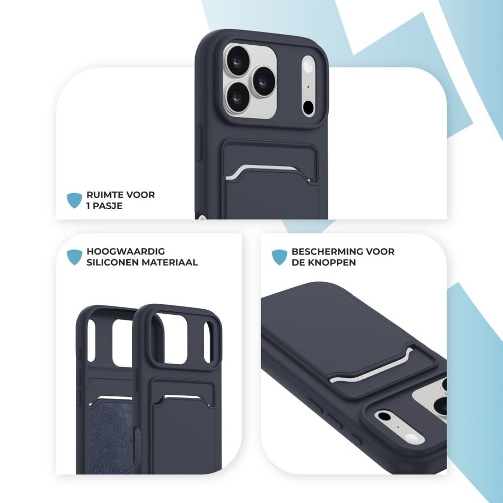 ShieldCase® ShieldCase iPhone 17 Pro Max siliconen hoesje met pasjeshouder (donkerblauw)